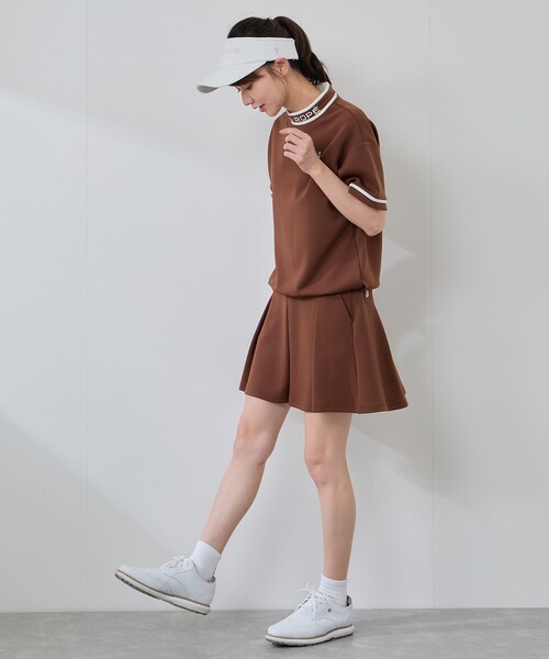 JUN&ROPE'（ジュンアンドロペ）の「【セットアップ対応】ダンボールニット5分袖配色プルオーバー（Tシャツ/カットソー・レディース・ブラック/オリーブ/ダークブラウン・L/S/M）」の9枚目の写真