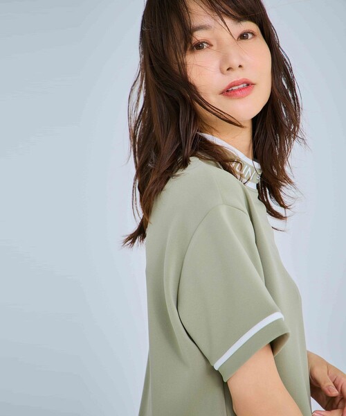 JUN&ROPE'（ジュンアンドロペ）の「【セットアップ対応】ダンボールニット5分袖配色プルオーバー（Tシャツ/カットソー・レディース・ブラック/オリーブ/ダークブラウン・L/S/M）」の13枚目の写真