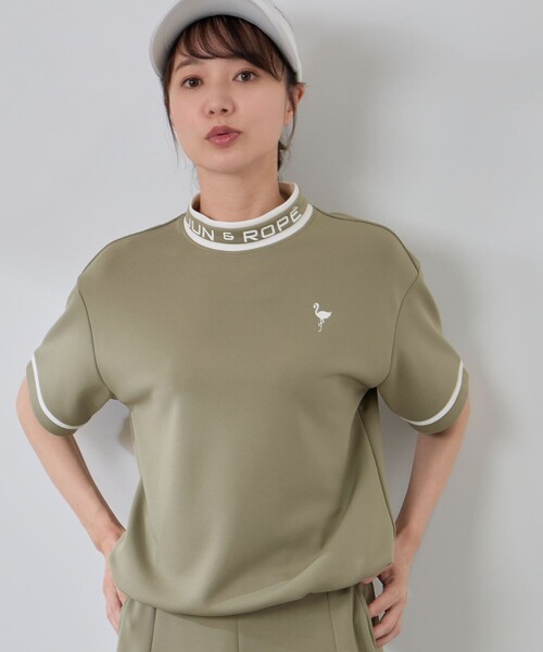 JUN&ROPE'（ジュンアンドロペ）の「【セットアップ対応】ダンボールニット5分袖配色プルオーバー（Tシャツ/カットソー・レディース・ブラック/オリーブ/ダークブラウン・L/S/M）」の17枚目の写真