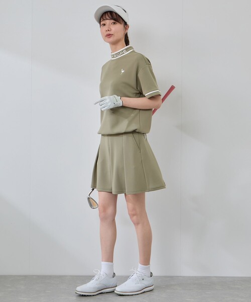 JUN&ROPE'（ジュンアンドロペ）の「【セットアップ対応】ダンボールニット5分袖配色プルオーバー（Tシャツ/カットソー・レディース・ブラック/オリーブ/ダークブラウン・L/S/M）」の21枚目の写真