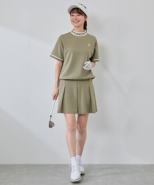 JUN&ROPE'（ジュンアンドロペ）の「【セットアップ対応】ダンボールニット5分袖配色プルオーバー（Tシャツ/カットソー・レディース・ブラック/オリーブ/ダークブラウン・L/S/M）」の22枚目の写真