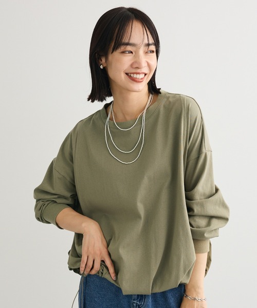 Green　Parks（グリーンパークス）の「バルーンドッキングプルオーバー（スウェット・レディース・ブラック/ブラウン/カーキ/アイボリー・FREE）」の4枚目の写真