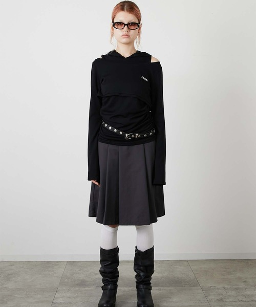 led.tokyo（レッドトウキョウ）の「【led.tokyo】POCKET PLEATS SKIRT/ポケットプリーツスカート（スカート・レディース・チャコールグレー/ブラック・FREE）」の9枚目の写真