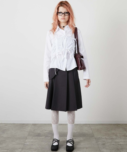 led.tokyo（レッドトウキョウ）の「【led.tokyo】POCKET PLEATS SKIRT/ポケットプリーツスカート（スカート・レディース・チャコールグレー/ブラック・FREE）」の4枚目の写真