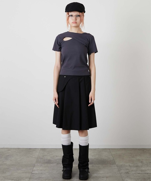 led.tokyo（レッドトウキョウ）の「【led.tokyo】POCKET PLEATS SKIRT/ポケットプリーツスカート（スカート・レディース・チャコールグレー/ブラック・FREE）」の5枚目の写真