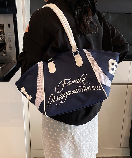 HALEY PESCA（ヘーリーペスカ）の「HALEY PESCA/【2way】バイカラー　ナンバリングスポーティーボストンバッグ（ボストンバッグ・レディース・ブラック/ネイビー/ピンク/レッド・FREE）」の3枚目の写真