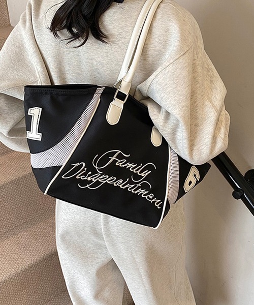 HALEY PESCA（ヘーリーペスカ）の「HALEY PESCA/【2way】バイカラー　ナンバリングスポーティーボストンバッグ（ボストンバッグ・レディース・ブラック/ネイビー/ピンク/レッド・FREE）」の5枚目の写真