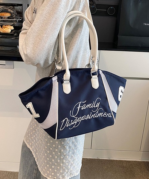 HALEY PESCA（ヘーリーペスカ）の「HALEY PESCA/【2way】バイカラー　ナンバリングスポーティーボストンバッグ（ボストンバッグ・レディース・ブラック/ネイビー/ピンク/レッド・FREE）」の8枚目の写真