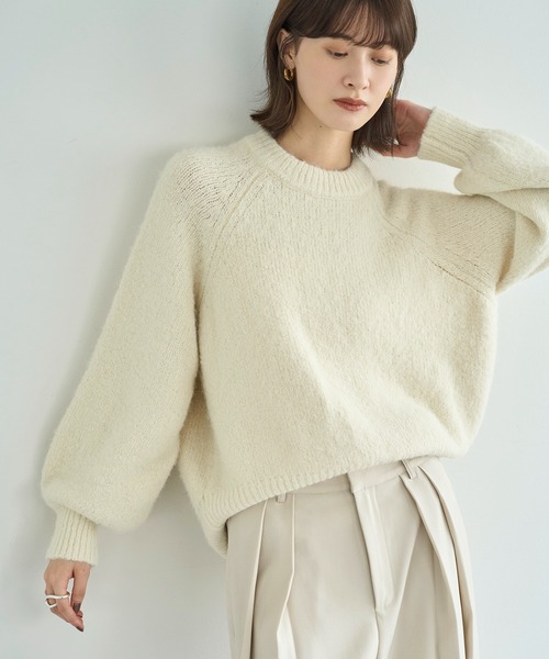 meilmada（メイルマダ）の「ボリュームスリーブラグランニット（ニット/セーター・レディース・ベージュ/オフホワイト/ブルー・FREE）」の14枚目の写真
