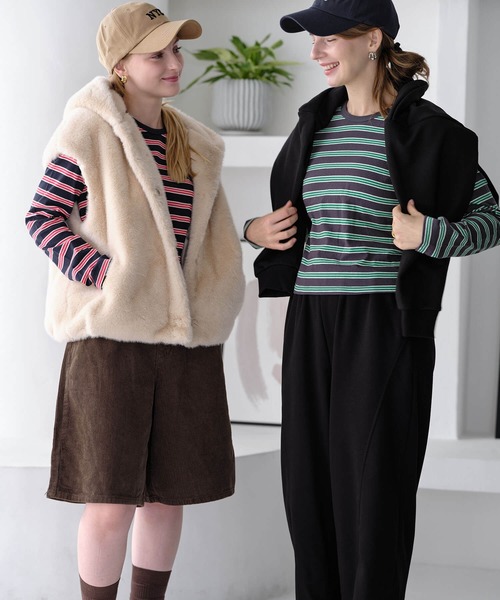 ZAKKA-BOX(ザッカボックス)の「コーデュロイハーフパンツ(その他パンツ・レディース・アイボリー/ブラック/カーキブラウン・L/M)」の7枚目の写真