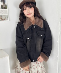 SOLLON.（ソルロン）の「ファーカラーデニムブルゾン（ブルゾン・レディース）」