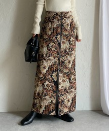 pigeonry花柄ベージュロングスカート pigeonry花柄ベージュロングスカート