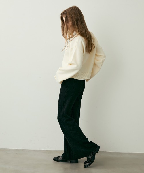 Clum(クルム)の「ケーブルデザインリラックスニットパンツ(その他パンツ・レディース・ホワイト/ブラック・FREE)」の16枚目の写真