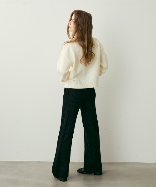 Clum(クルム)の「ケーブルデザインリラックスニットパンツ(その他パンツ・レディース・ホワイト/ブラック・FREE)」の18枚目の写真