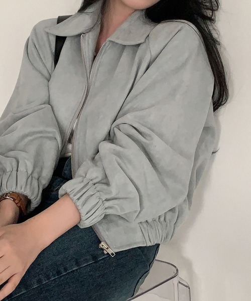 HALEY PESCA(ヘーリーペスカ)の「HALEY PESCA/ショート丈 フェイクスエードブルゾン(ブルゾン・レディース・ブラック/グレー/ベージュ・MEDIUM/SMALL)」の3枚目の写真