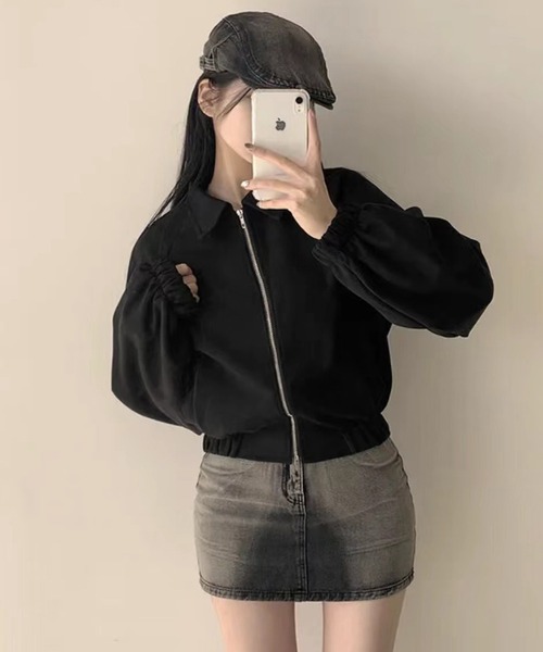 HALEY PESCA(ヘーリーペスカ)の「HALEY PESCA/ショート丈 フェイクスエードブルゾン(ブルゾン・レディース・ブラック/グレー/ベージュ・MEDIUM/SMALL)」の4枚目の写真