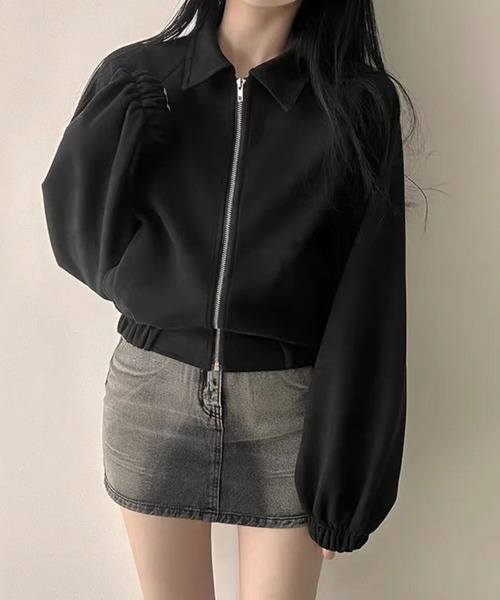 HALEY PESCA(ヘーリーペスカ)の「HALEY PESCA/ショート丈 フェイクスエードブルゾン(ブルゾン・レディース・ブラック/グレー/ベージュ・MEDIUM/SMALL)」の7枚目の写真