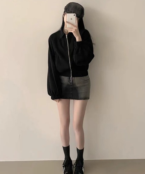 HALEY PESCA(ヘーリーペスカ)の「HALEY PESCA/ショート丈 フェイクスエードブルゾン(ブルゾン・レディース・ブラック/グレー/ベージュ・MEDIUM/SMALL)」の9枚目の写真