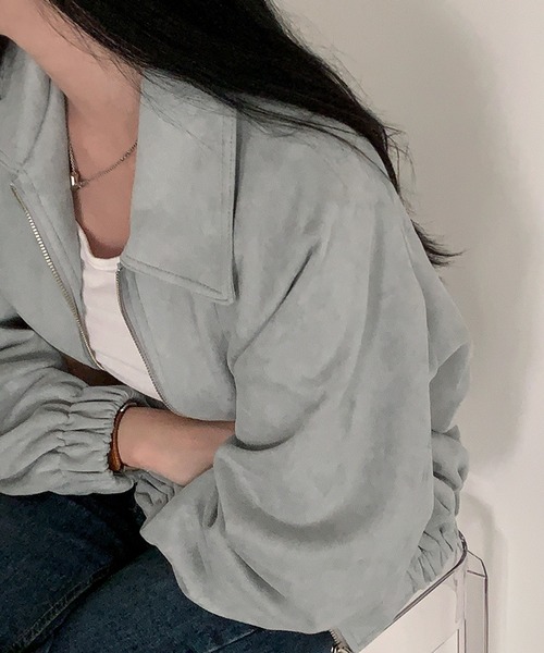 HALEY PESCA(ヘーリーペスカ)の「HALEY PESCA/ショート丈 フェイクスエードブルゾン(ブルゾン・レディース・ブラック/グレー/ベージュ・MEDIUM/SMALL)」の14枚目の写真