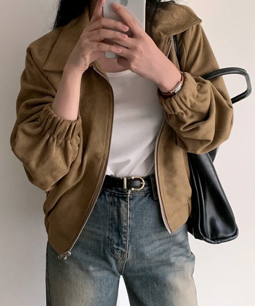 HALEY PESCA(ヘーリーペスカ)の「HALEY PESCA/ショート丈 フェイクスエードブルゾン(ブルゾン・レディース・ブラック/グレー/ベージュ・MEDIUM/SMALL)」の16枚目の写真