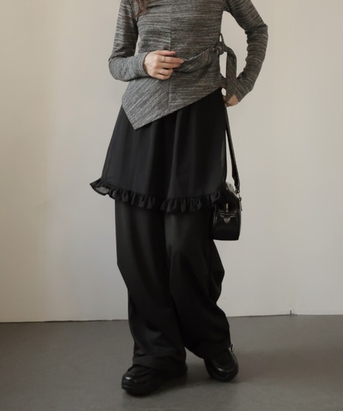 Ulysses(ユリシス)の「シアースカート付きワイドパンツ(その他パンツ・レディース・グレー/ブラック・F)」の2枚目の写真