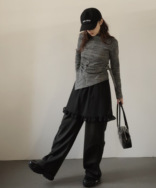 Ulysses(ユリシス)の「シアースカート付きワイドパンツ(その他パンツ・レディース・グレー/ブラック・F)」の5枚目の写真