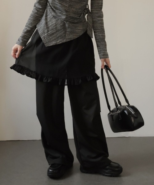 Ulysses(ユリシス)の「シアースカート付きワイドパンツ(その他パンツ・レディース・グレー/ブラック・F)」の11枚目の写真