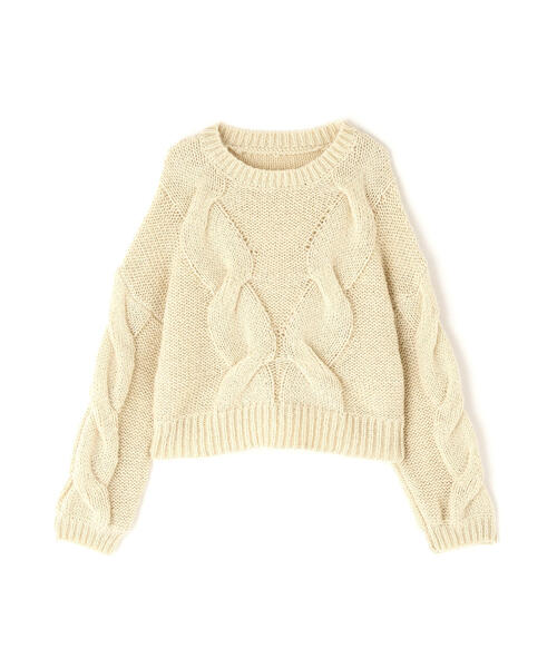 NATURAL BEAUTY BASIC(ナチュラルビューティーベーシック)の「◇【Oggi掲載】クロップドビッグケーブルニット(ニット/セーター・レディース・ピンク/ブルー/オフホワイト・FREE)」の4枚目の写真