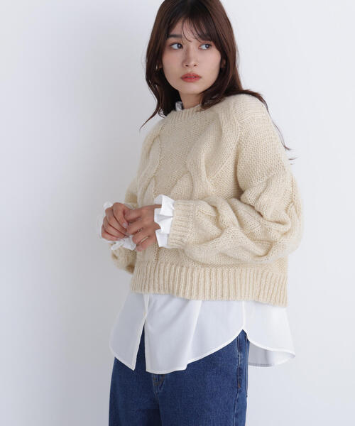 ◇【Oggi12月号掲載】クロップドビッグケーブルニット（ニット