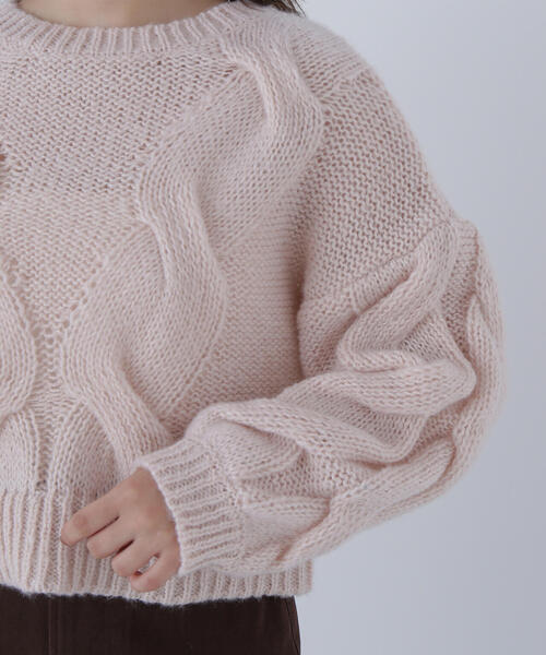 NATURAL BEAUTY BASIC(ナチュラルビューティーベーシック)の「◇【Oggi掲載】クロップドビッグケーブルニット(ニット/セーター・レディース・ピンク/ブルー/オフホワイト・FREE)」の18枚目の写真