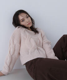 NATURAL BEAUTY BASIC | ◇【Oggi12月号掲載】クロップドビッグケーブルニット(ニット/セーター)
