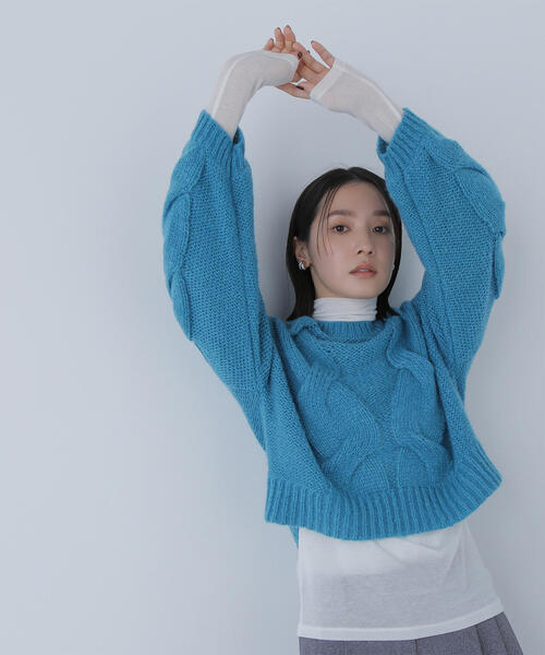 ◇【Oggi掲載】クロップドビッグケーブルニット（ニット/セーター