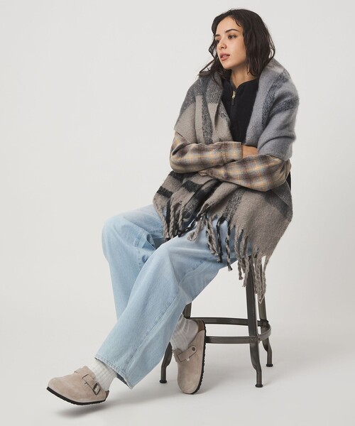 Barbour（バブアー）の「＜Barbour＞タータンチェック マフラー（マフラー・レディース・オフホワイト/オリーブ/グレー系・FREE）」の10枚目の写真