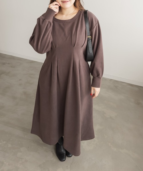 CLETTE(クレット)の「CLETTEオリジナルウエストタックロングワンピース(ワンピース・レディース・ブラウン/グレー/チャコールグレー・LL/3L/4L)」の10枚目の写真