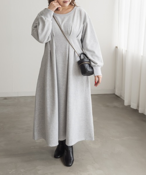 CLETTE(クレット)の「CLETTEオリジナルウエストタックロングワンピース(ワンピース・レディース・ブラウン/グレー/チャコールグレー・LL/3L/4L)」の13枚目の写真