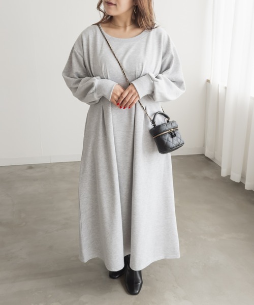 CLETTE(クレット)の「CLETTEオリジナルウエストタックロングワンピース(ワンピース・レディース・ブラウン/グレー/チャコールグレー・LL/3L/4L)」の14枚目の写真