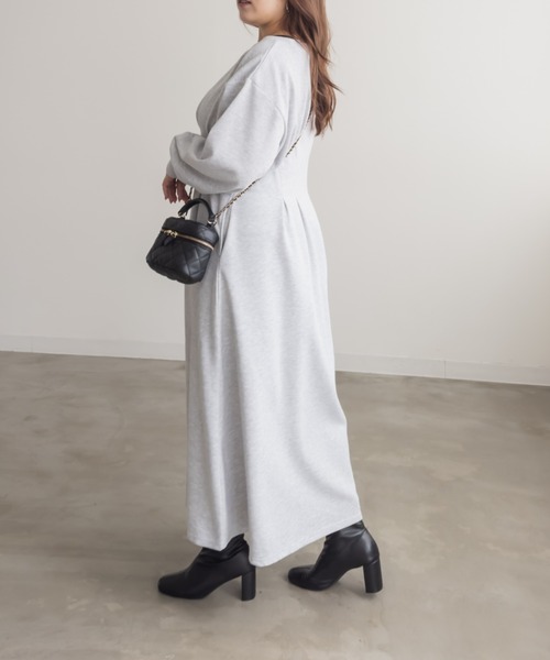 CLETTE(クレット)の「CLETTEオリジナルウエストタックロングワンピース(ワンピース・レディース・ブラウン/グレー/チャコールグレー・LL/3L/4L)」の18枚目の写真