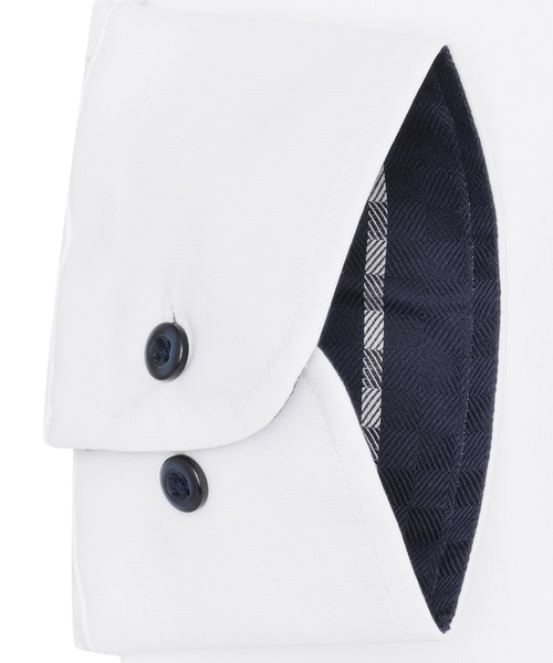 TOKYO SHIRTS(トウキョウシャツ)の「形態安定ノンアイロン ボタンダウン 長袖ストレッチビジネスワイシャツ(大きいサイズ・長いサイズ)(ビジネスシャツ・メンズ・ホワイト・首回り43cm-裄丈90cm/首回り42cm-裄丈90cm/首回り41cm-裄丈90cm/首回り39cm-裄丈88cm/首回り47cm-裄丈90cm/首回り47cm-裄丈86cm/首回り45cm-裄丈90cm/首回り45cm-裄丈86cm/首回り45cm-裄丈82cm)」の3枚目の写真