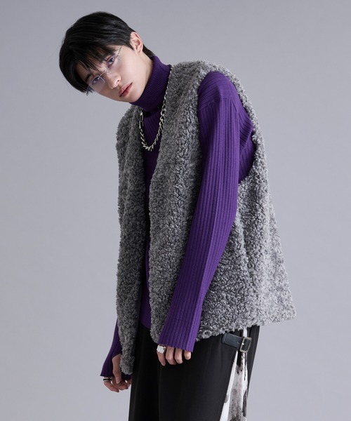 Ellno Loset（エルノロゼット）の「プードルファーベスト（ベスト・メンズ・ブラック/グレー・MEDIUM/LARGE）」の22枚目の写真