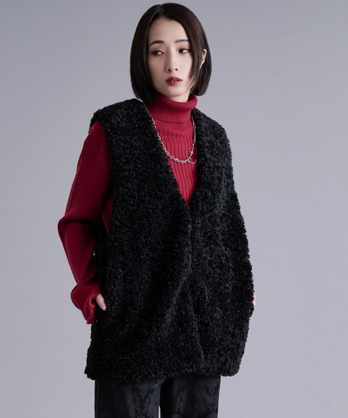 Ellno Loset（エルノロゼット）の「プードルファーベスト（ベスト・メンズ・ブラック/グレー・MEDIUM/LARGE）」の10枚目の写真