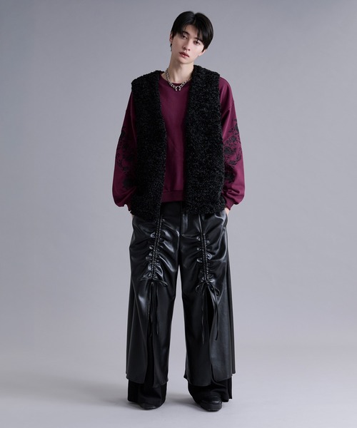 Ellno Loset（エルノロゼット）の「プードルファーベスト（ベスト・メンズ・ブラック/グレー・MEDIUM/LARGE）」の6枚目の写真