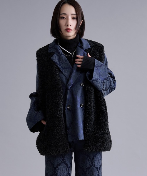 Ellno Loset（エルノロゼット）の「プードルファーベスト（ベスト・メンズ・ブラック/グレー・MEDIUM/LARGE）」の19枚目の写真