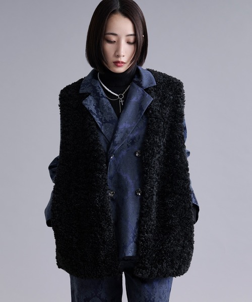 Ellno Loset（エルノロゼット）の「プードルファーベスト（ベスト・メンズ・ブラック/グレー・MEDIUM/LARGE）」の20枚目の写真