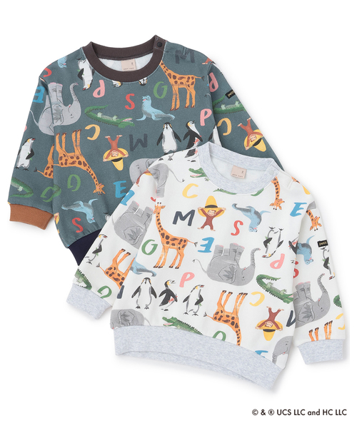 petit main（プティマイン）の「【おさるのジョージ】総柄トレーナー（スウェット・キッズ・アイボリー/ネイビー・130cm/110cm/120cm/100cm/80ｃｍ/90cm）」の4枚目の写真