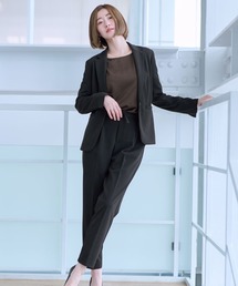 AOYAMA（アオヤマ）の「【通勤 入卒スーツ兼用で使える!選べる4色 2点セット】ジョーゼットテーラードスーツセット(定番で安心のテーラードジャケット+ウエストゴムで楽チンなテーパードパンツセット)（スーツセット）」