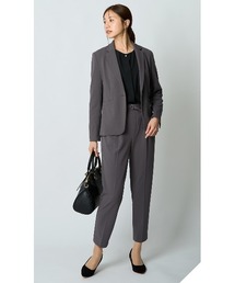 AOYAMA（アオヤマ）の「【通勤 入卒スーツ兼用で使える!選べる4色 2点セット】ジョーゼットテーラードスーツセット(定番で安心のテーラードジャケット+ウエストゴムで楽チンなテーパードパンツセット)（スーツセット）」