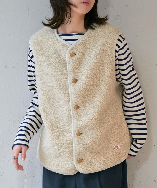 Vincent et Mireille（バンソンエミレイユ）の「【Vincent et Mireille】BOA VEST（ベスト・レディース・ブラック/クリーム・36）」の2枚目の写真