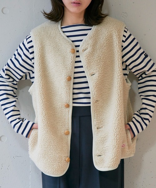 Vincent et Mireille（バンソンエミレイユ）の「【Vincent et Mireille】BOA VEST（ベスト・レディース・ブラック/クリーム・36）」の11枚目の写真