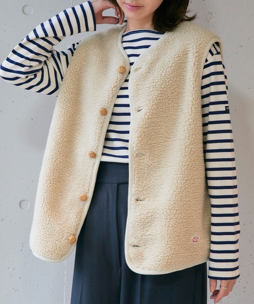 Vincent et Mireille（バンソンエミレイユ）の「【Vincent et Mireille】BOA VEST（ベスト・レディース・ブラック/クリーム・36）」の12枚目の写真