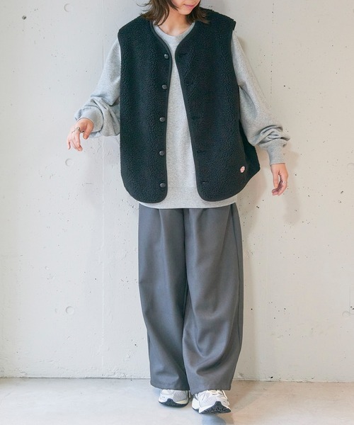 Vincent et Mireille（バンソンエミレイユ）の「【Vincent et Mireille】BOA VEST（ベスト・レディース・ブラック/クリーム・36）」の7枚目の写真